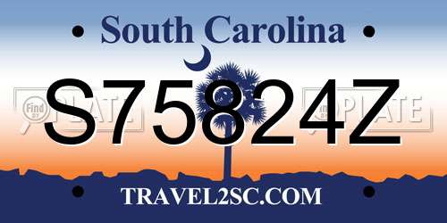 S75824Z South Carolina License Plate