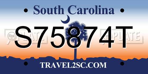 S75874T South Carolina License Plate