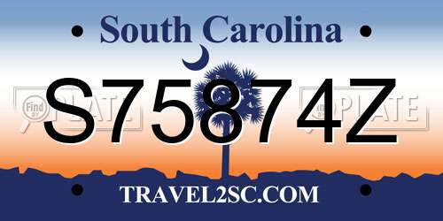 S75874Z South Carolina License Plate