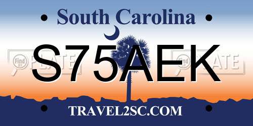S75AEK South Carolina License Plate