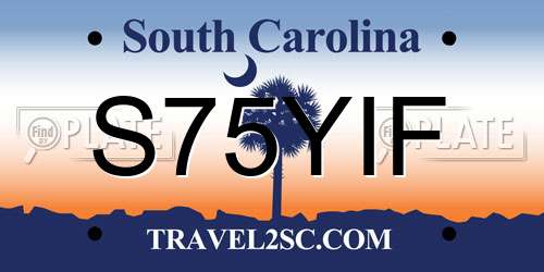 S75YIF South Carolina License Plate
