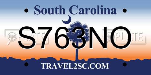S763NO South Carolina License Plate