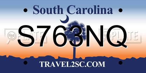 S763NQ South Carolina License Plate
