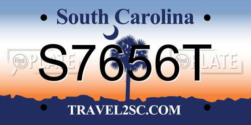 S7656T South Carolina License Plate