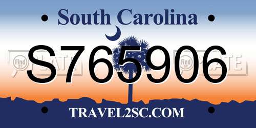 S765906 South Carolina License Plate