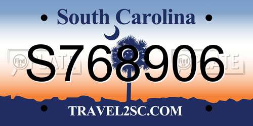 S768906 South Carolina License Plate