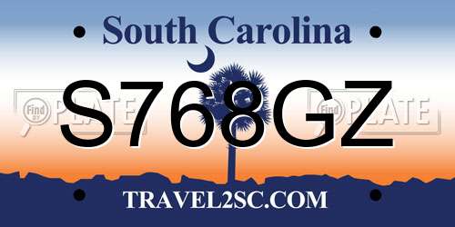 S768GZ South Carolina License Plate