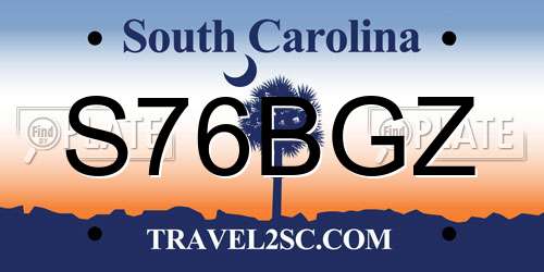 S76BGZ South Carolina License Plate