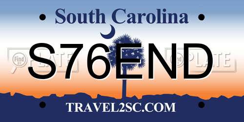 S76END South Carolina License Plate