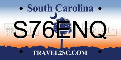 S76ENQ South Carolina License Plate