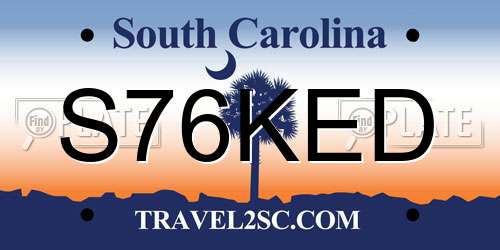 S76KED South Carolina License Plate