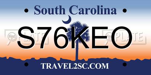 S76KEO South Carolina License Plate