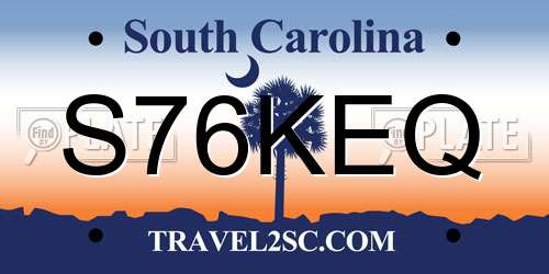 S76KEQ South Carolina License Plate