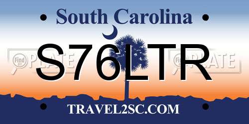 S76LTR South Carolina License Plate