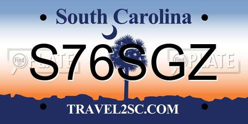 S76SGZ South Carolina License Plate