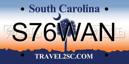 S76WAN South Carolina License Plate