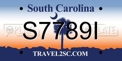 S7789I South Carolina License Plate