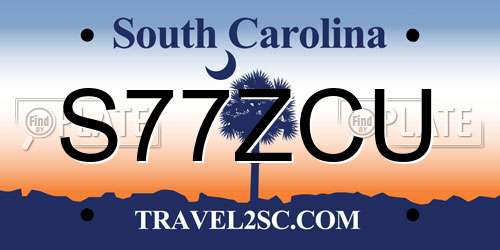 S77ZCU South Carolina License Plate