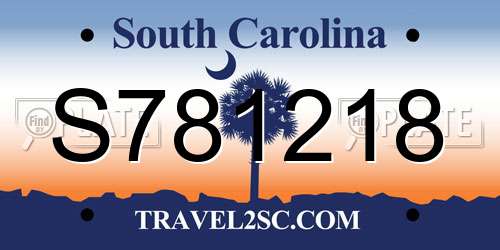 S781218 South Carolina License Plate