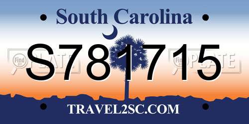 S781715 South Carolina License Plate