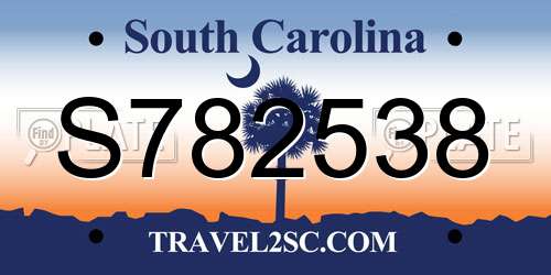 S782538 South Carolina License Plate
