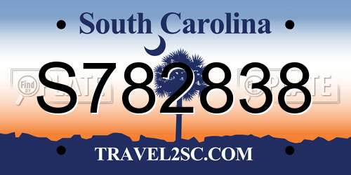 S782838 South Carolina License Plate