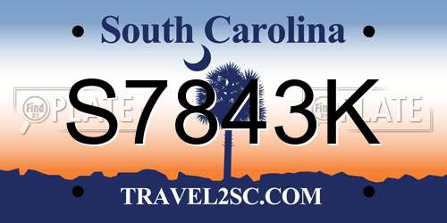 S7843K South Carolina License Plate