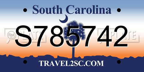 S785742 South Carolina License Plate