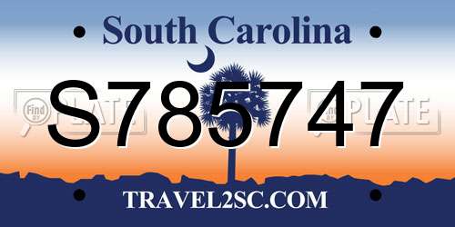 S785747 South Carolina License Plate
