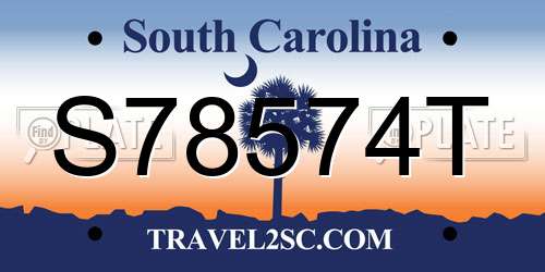 S78574T South Carolina License Plate