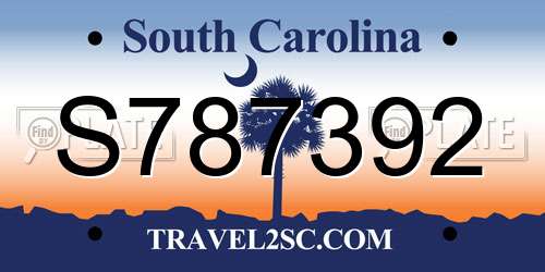 S787392 South Carolina License Plate