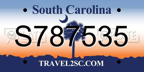 S787535 South Carolina License Plate