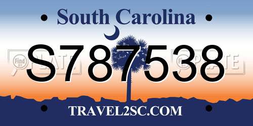 S787538 South Carolina License Plate