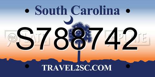 S788742 South Carolina License Plate