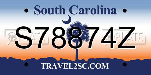 S78874Z South Carolina License Plate
