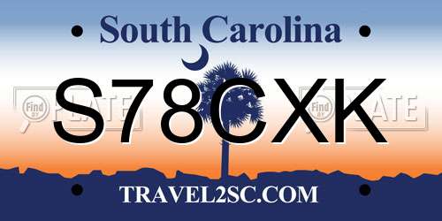 S78CXK South Carolina License Plate