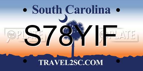S78YIF South Carolina License Plate