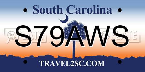 S79AWS South Carolina License Plate