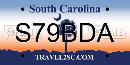 S79BDA South Carolina License Plate