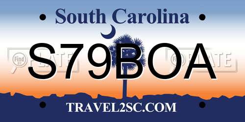 S79BOA South Carolina License Plate