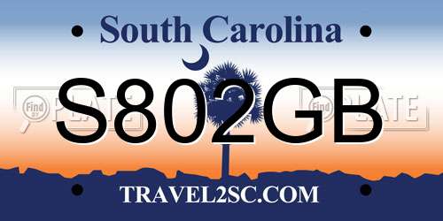 S802GB South Carolina License Plate