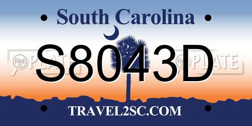 S8043D South Carolina License Plate