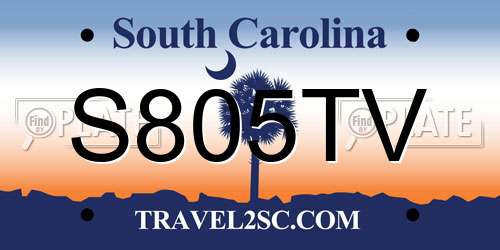 S805TV South Carolina License Plate