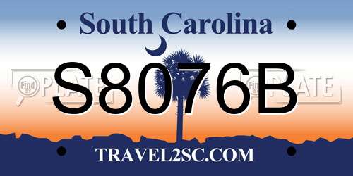 S8076B South Carolina License Plate