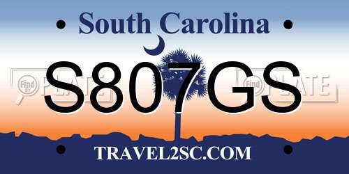 S807GS South Carolina License Plate