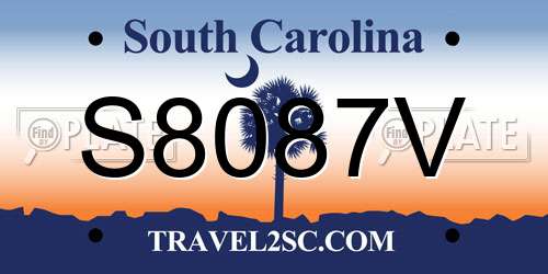 S8087V South Carolina License Plate