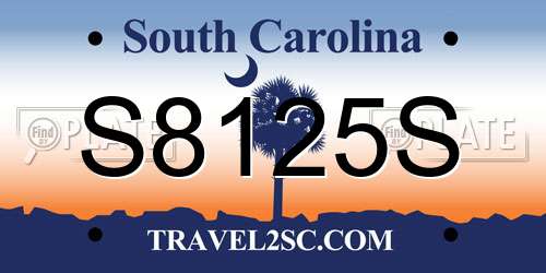 S8125S South Carolina License Plate