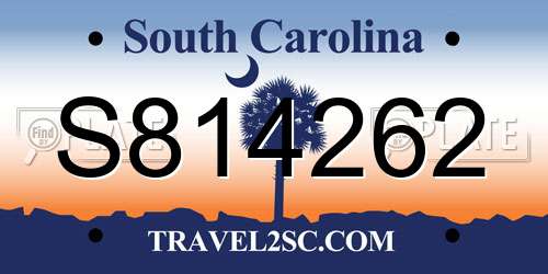S814262 South Carolina License Plate