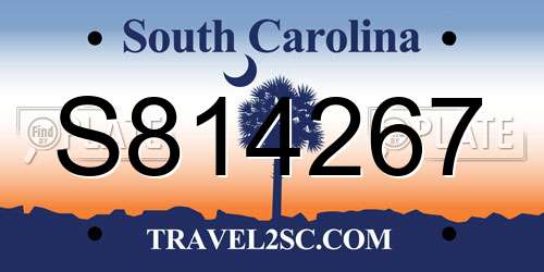S814267 South Carolina License Plate
