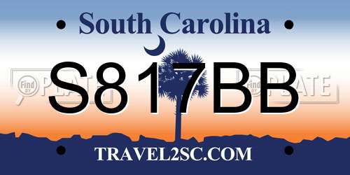 S817BB South Carolina License Plate